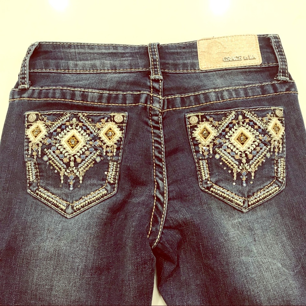 Grace In LA Girls Jeans Size 8 Bootcut distressed
